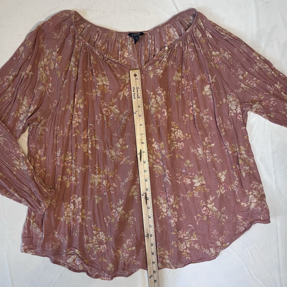 Chaps Floral Women's Crinkle Cotton/Spandex Flowy Top XL‎ 1X - Picture 4 of 7